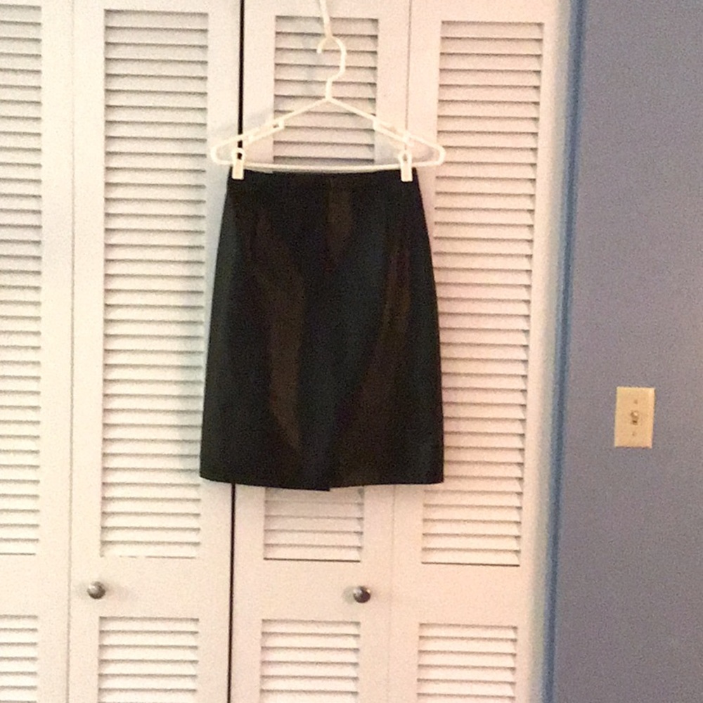 Genuine leather black pencil skirt. 24”long.